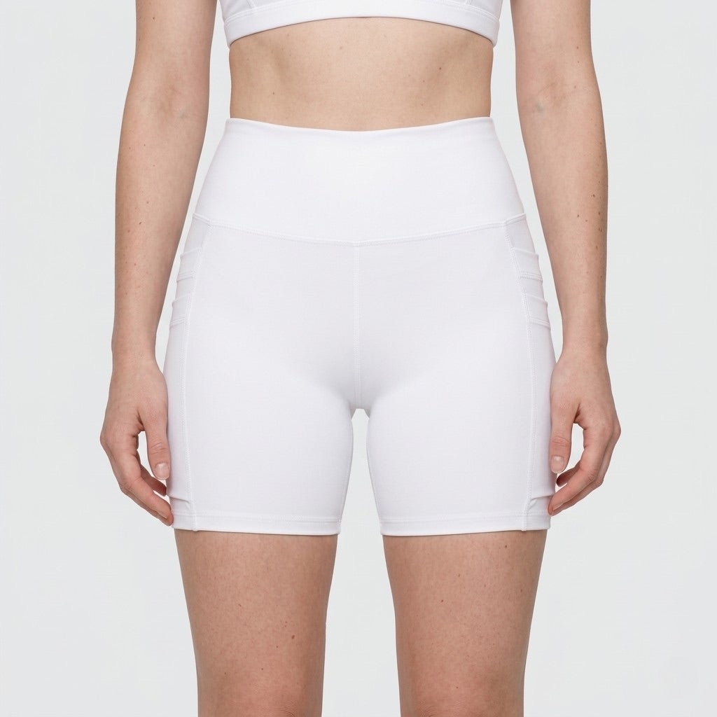 White Performance Shorts with Pockets