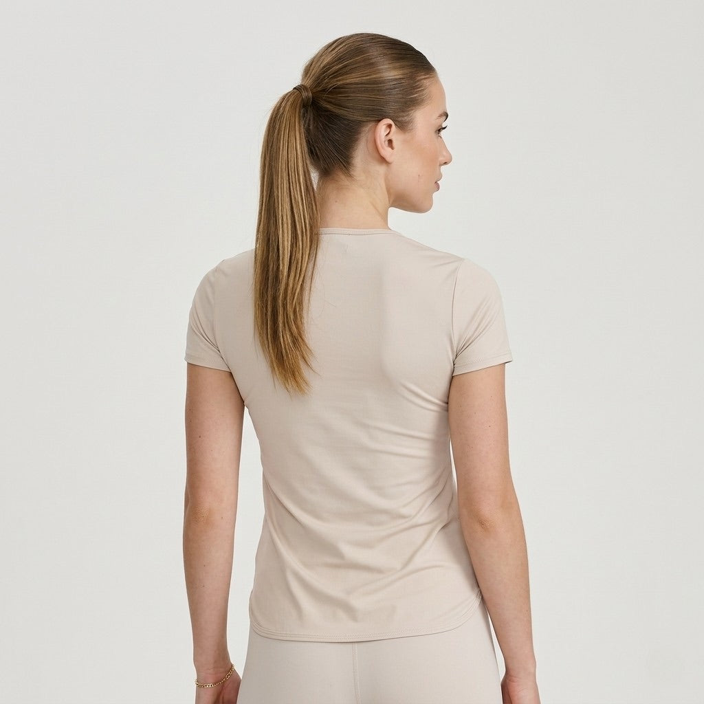 Beige Short Sleeve Sports T-Shirt