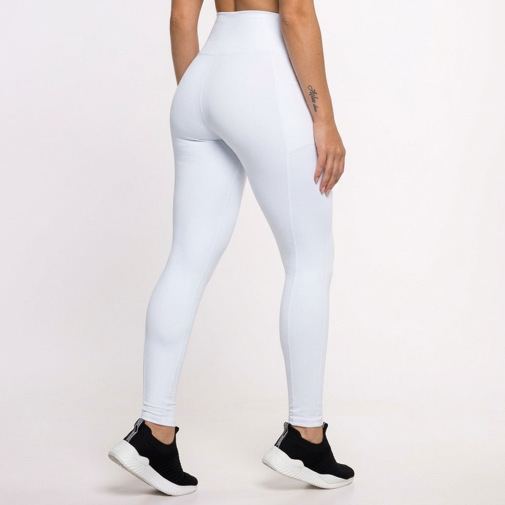 High-Waisted Leggings with Pocket – White