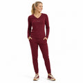 Playera Térmica de Manga Larga con Cuello V – Vino para mujer de Zareli Active