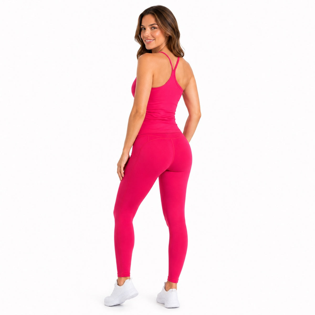 Hot Pink Spaghetti Strap Sports Top