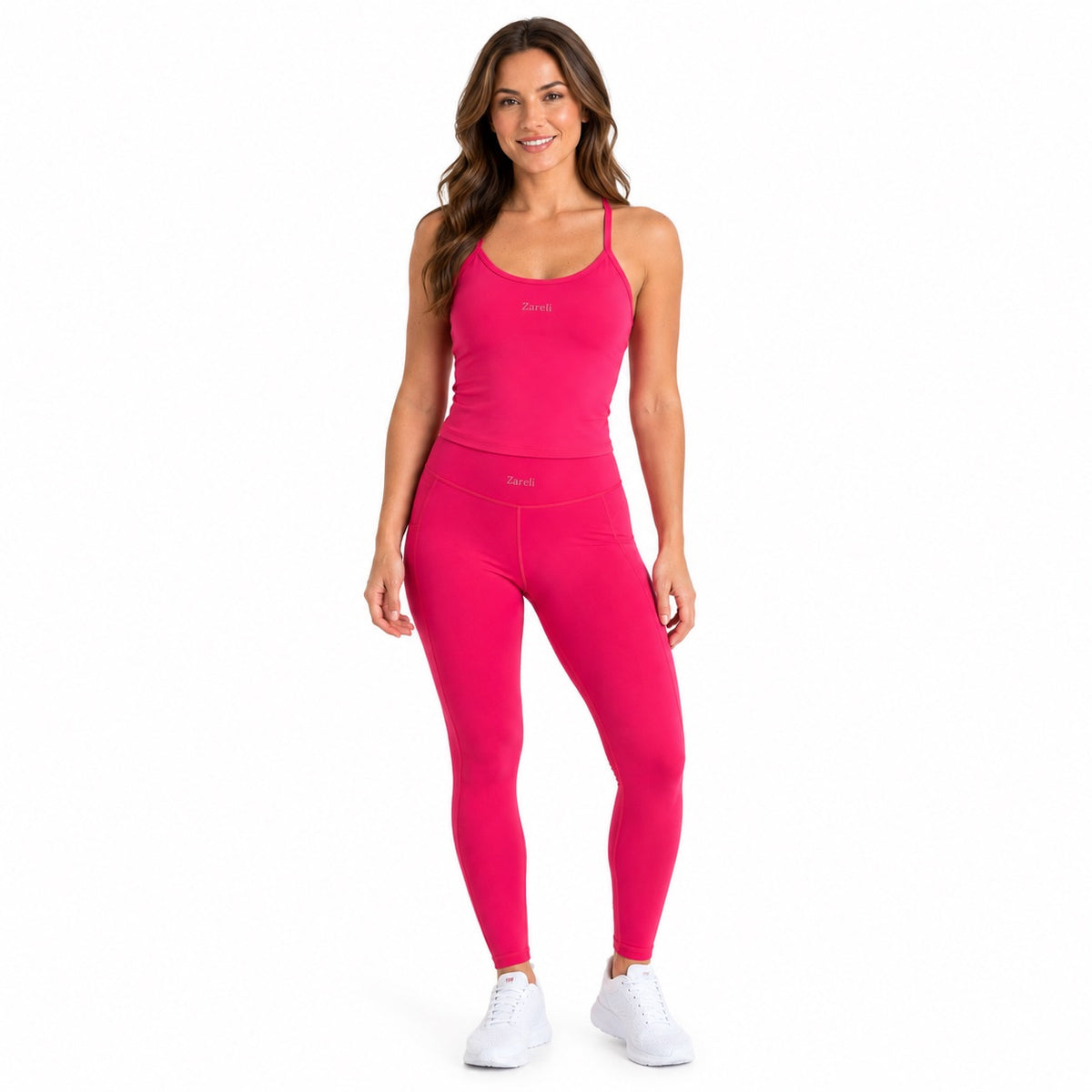 Hot Pink Spaghetti Strap Sports Top