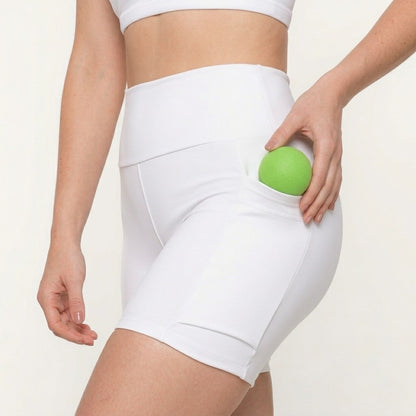 White Performance Shorts with Pockets