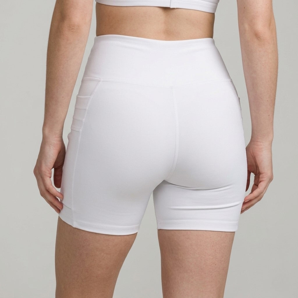 White Performance Shorts with Pockets
