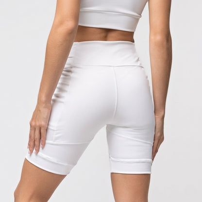 White Performance Shorts with Pockets