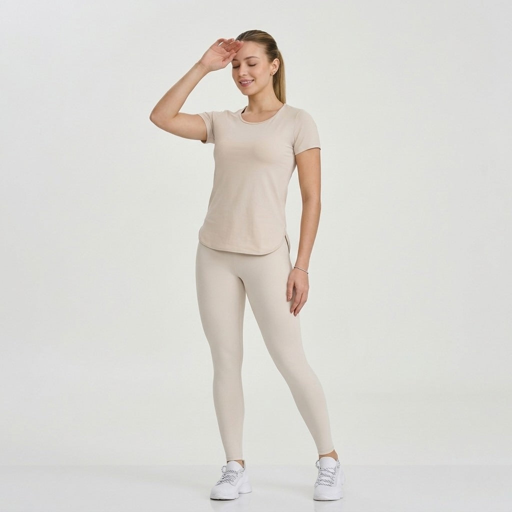 Beige Short Sleeve Sports T-Shirt