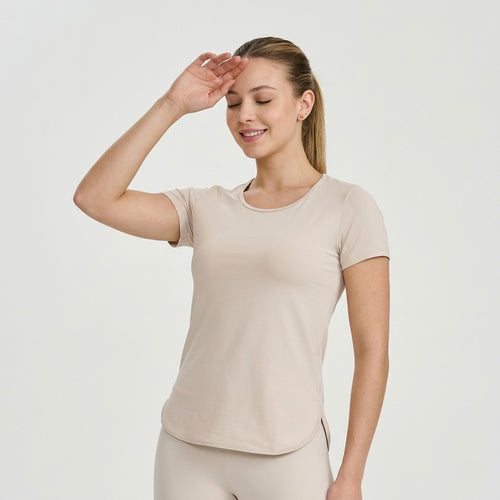 Beige Short Sleeve Sports T-Shirt
