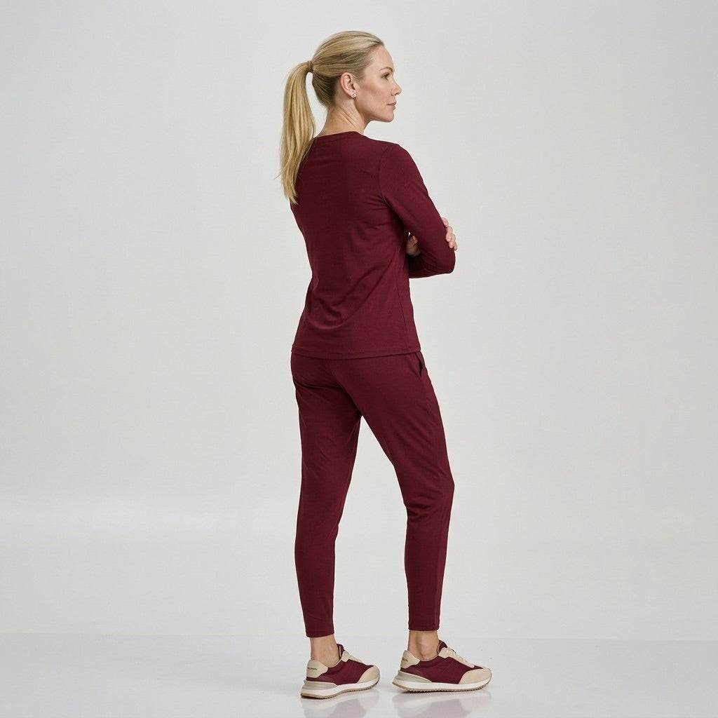 Burgundy Long Sleeve V-Neck Thermal Shirt