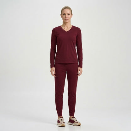 Burgundy Long Sleeve V-Neck Thermal Shirt