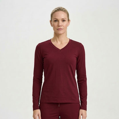 Burgundy Long Sleeve V-Neck Thermal Shirt