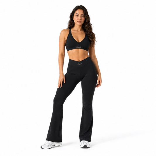 High Waisted Flare Leggings – Midnight Black