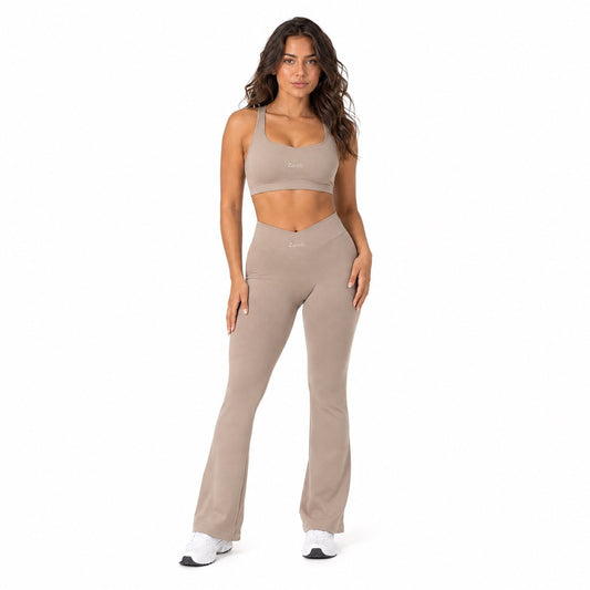 High Waisted Flare Leggings – Nude