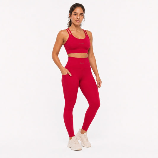Red Sculpt Leggings with Pockets