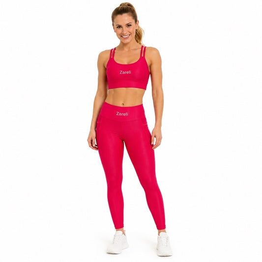 High-Waisted Leggings with Pocket – Pink