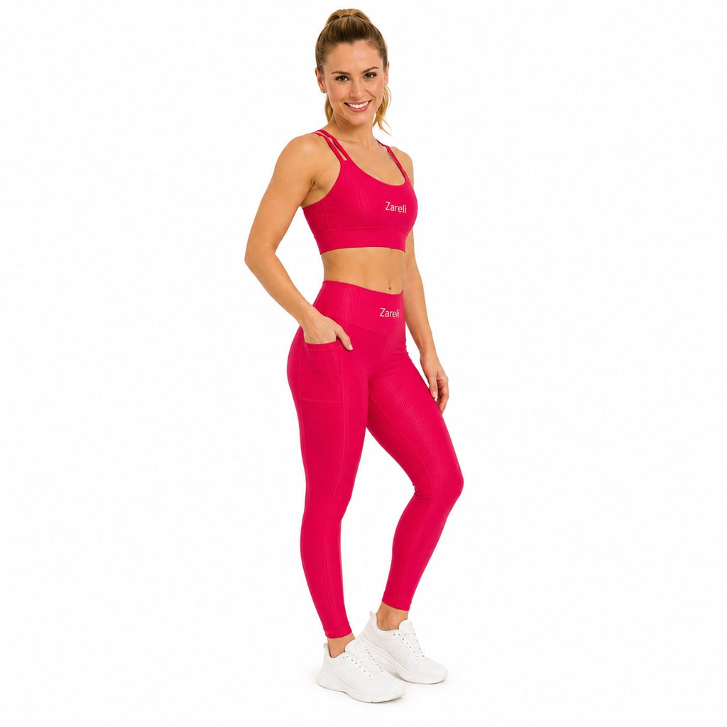 High-Waisted Leggings with Pocket – Pink