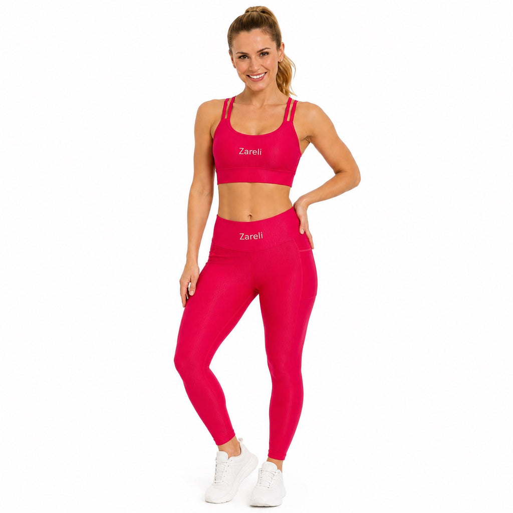 High-Waisted Leggings with Pocket – Pink