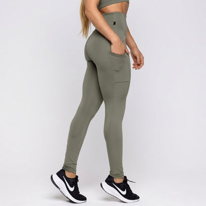 High-Waisted Leggings with Pocket – Green
