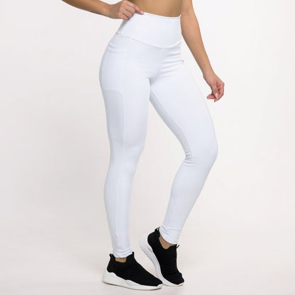 High-Waisted Leggings with Pocket – White