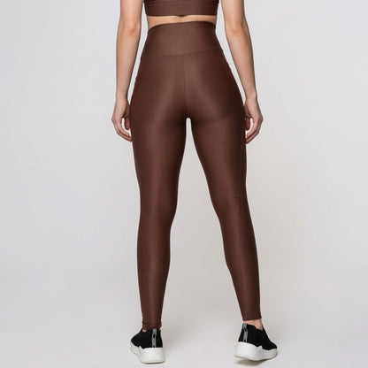 High-Waisted Leggings with Pocket – Brown