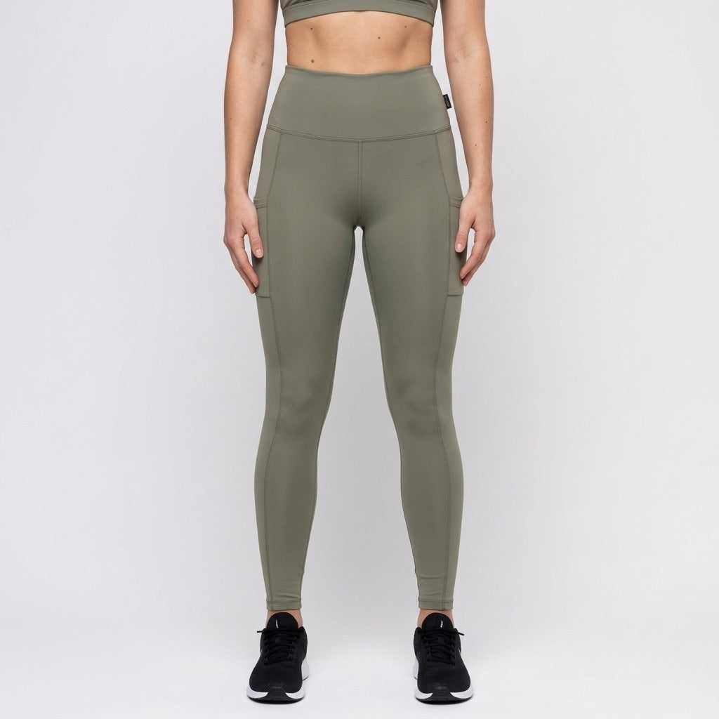 High-Waisted Leggings with Pocket – Green
