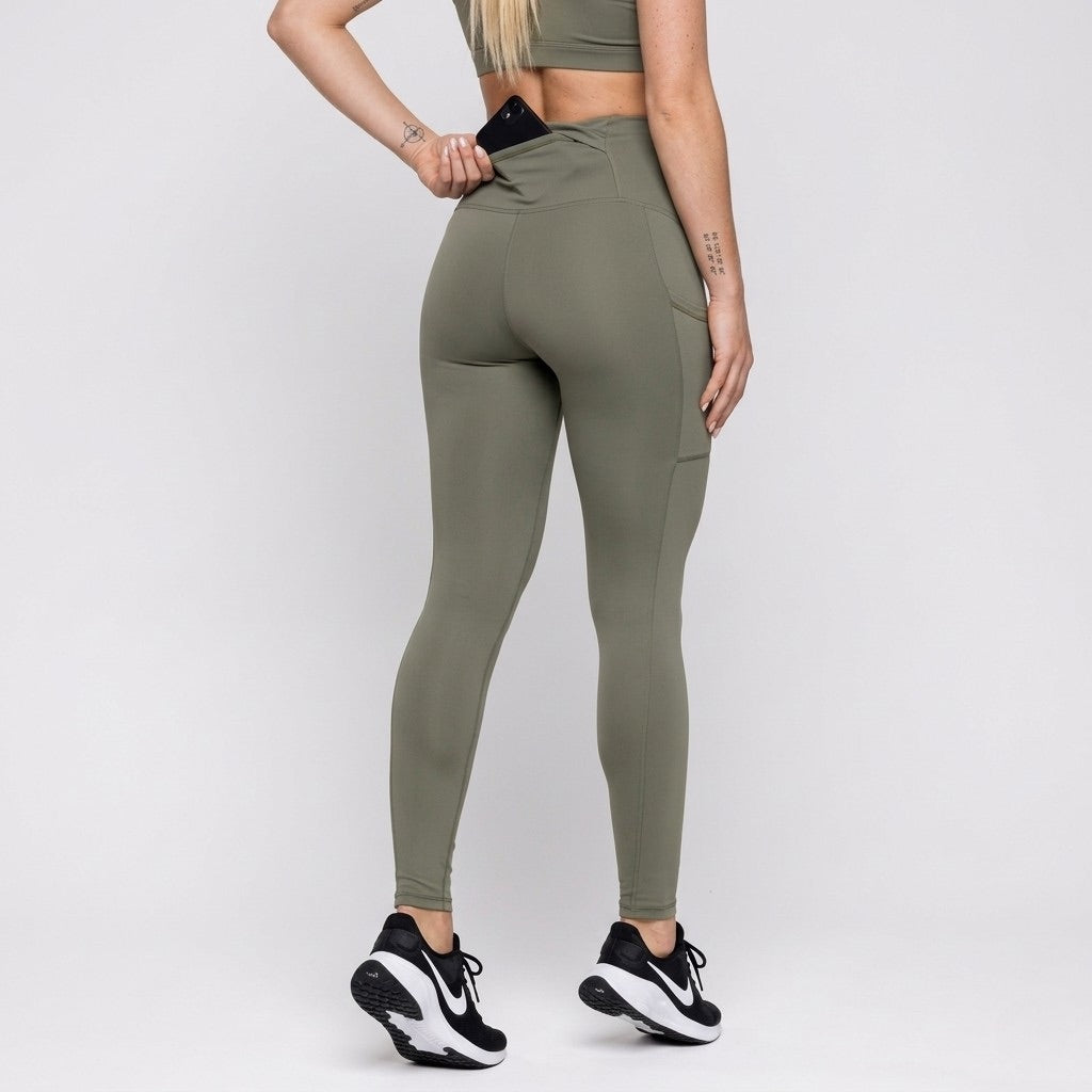 High-Waisted Leggings with Pocket – Green