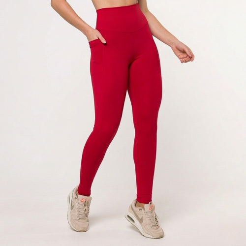 Red Sculpt Leggings with Pockets