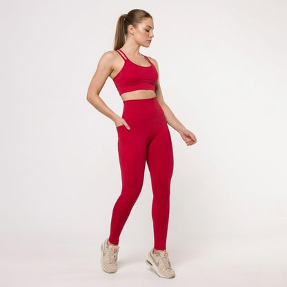 Red Sculpt Leggings with Pockets