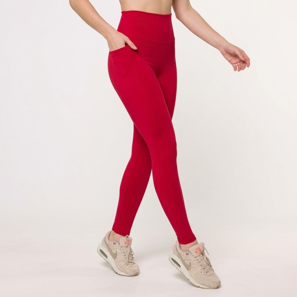 Red Sculpt Leggings with Pockets