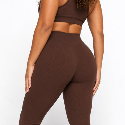 High Waisted Flare Leggings – Coffee Brown