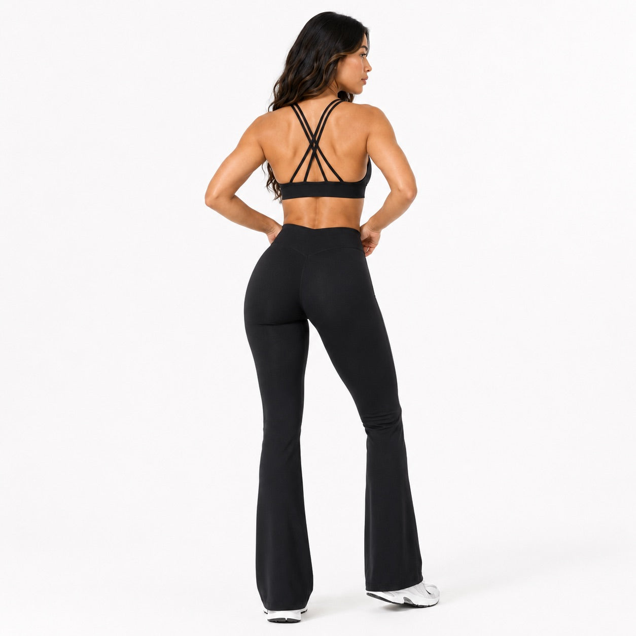 High Waisted Flare Leggings – Midnight Black
