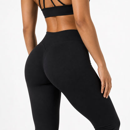 High Waisted Flare Leggings – Midnight Black