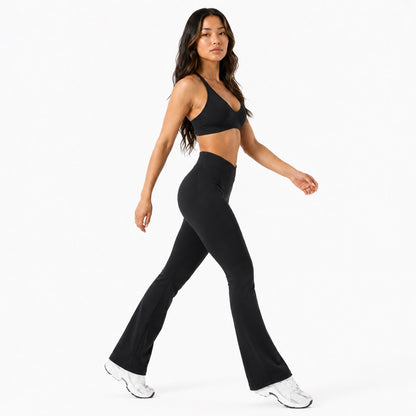 High Waisted Flare Leggings – Midnight Black