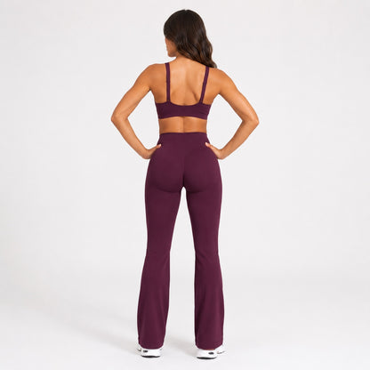 High Waisted Flare Leggings – Wine Plum