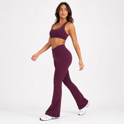 High Waisted Flare Leggings – Wine Plum