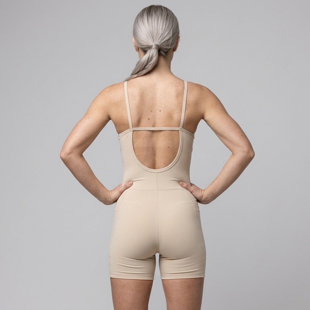 Sculpt Playsuit – Beige