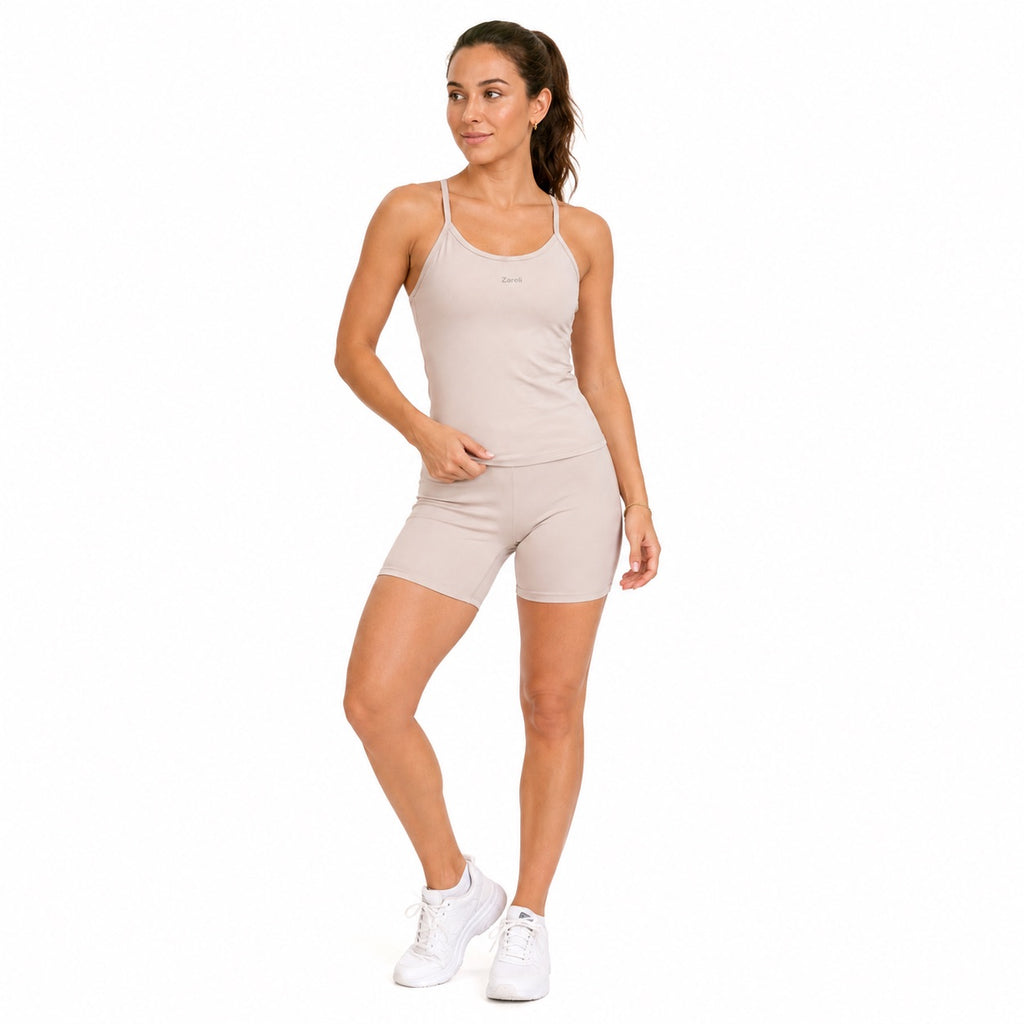 Nude Spaghetti Strap Sports Top