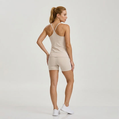 Beige Spaghetti Strap Sports Top