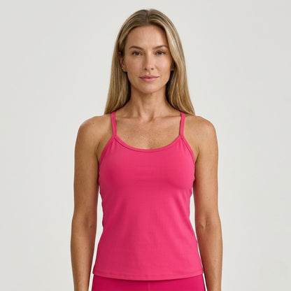 Hot Pink Spaghetti Strap Sports Top