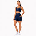 Textured Navy Blue Shorts with Pockets